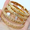 18k dubai cor pulseiras para mulheres banhado a ouro indiano africano duro pulseiras charme casamento etíope árabe mão jóias luxo 240104