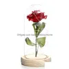 Party Favor Valentines Day Gift Glass er Rose Party Favor Led Light Simation Immortal Eternal Roses Flower Box Packaging 7 Colors Drop Dholx