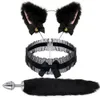 Fox Tail Anal Plug Metal Butt Plug Tail Cat Ears Headbands Bell Collar Mouth Plugs Erotic Cosplay Set Intimate Toys for Couples 240105