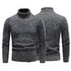 Marque hommes col roulé chandails et pulls 2023 mode tricoté pull hiver pull Homme laine décontracté solide vêtements 240104