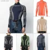 Men's T-Shirts Men's Long Sleeve Tight T-Shirt Joker Elastic Fitness Shirt Turtleneck Bottoming Male High Street Fashion Large Size Tops T240105