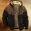 Herren-Kapuzenpullover, Winterjacken, Herren-Fleece-Männermantel mit Reißverschluss, Aztec Ethnic Tribe-Polsterung, Parka-Kleidung, Windjacke, Sweatshirts, Oberbekleidung