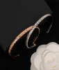 2022 Brand Pure 925 Sterling Silver Jewelry Women Cuff Bangle Rose Gold Luxury Thin Crush Design Bangle Wedding Engagement Bracele2029799