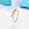 Tifannissm Designer Rings designer jewelry ring High Edition T Home Diamond Knot Ring with 18K Rose Gold Plating on White Copper for Women Simp Have Original Box