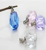100pcslot 1015mm screw cap rhombus vial pendant pink Crystal Perfume bottle Necklace Pendant charms name or rice art G09276129640