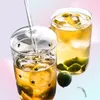 Wine Glasses 450Ml Clear Glass Cup With Lid And Straw Heat Resistant Tumbler For Coffee Milk Cold Drink Water Bottle Drinkware5574830