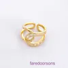 Tifannissm Designer Rings for women online store Korean style version set with zircon double T ring womens high end geometric shaped tail Vale Have Original Box
