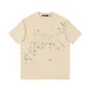 Mens T-shirt High-End Light Luxury Trendy Brand Fashionable Short Sleeved Classic Letter Flower Printed Round Neck Top för både män och kvinnor