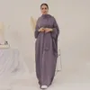 Abbigliamento etnico Jilbab per le donne Abaya velato con sciarpa Hijab integrata maniche a palloncino Abito da preghiera musulmano Ramadan Eid Abiti islamici