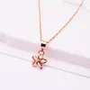 Chains 585 Purple Gold Star Pendant Plated 14K Rose Hollow Out Flower Necklace Fashionable And Simplicity Clavicle Chain Jewelry