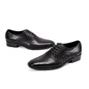 Chaussures habillées hommes qualité formelle à lacets affaires Oxford marque mariage pointu noir