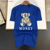 T-shirt da uomo Money Bear Collana in oro Personalità Stampa T-shirt da uomo T-shirt in cotone oversize T-shirt di marca di alta qualità T-shirt allentata da strada T240105