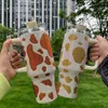 40oz Diamond Handle Tumbler Cow Leopard Printed Modern Tumbler Insulated Cup Reusable Stainless Steel Water Bottle Travel Mug 240105