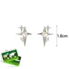 Stud Earrings Silver Color Cross Star Zircon For Women Girl Korean Four-Pointed Personality 2024 Fashion Jewellery