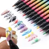 12 ColorsSet Graffiti Nail Pen for 3D Nail Art DIY Nail Polish Pen Waterproof Nail Drawing Painting Brush Manicure Tools 240105