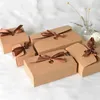 Emballage cadeau Boîte de papier kraft naturel 20pcs Noël avec des cadeaux de mariage de ruban pour les invités Boîtes d'emballage de biscuits Cajas de cartons