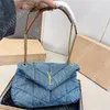 3 цвета джинсовая женская дизайнерская сумка через плечо LouLou Puffer роскошные сумки-тоут мужская мода сумки через плечо сумки Hasp кошелек
