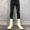 Tute da uomo High Street Jeans slim lavati alla moda Stilista con cerniera Pantaloni skinny dimagranti Stivale da personalità