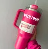 THE QUENCHER H2.0 40OZ mokken Cosmo Pink Parade Target Red Tuimelaars Geïsoleerde autobekers Roestvrij staal Koffie Termos Tumbler Valentijnsdag Cadeau Roze Sparkle Starbucks