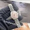 Klassieke diamanten dameshorloges met roze Romeinse wijzerplaat 279384 28 mm saffierspiegel kalender mechanische zilveren jubileum stalen armband met doos
