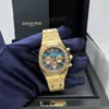 Orologi cronografi di lusso Orologio da polso da uomo Audemar Pigue Royal Oak 26331BA.OO.1220BA.01 Carica automatica 42 mm Oro giallo 18 carati Quadrante blu Sottoquadranti gialli Orologio FUNHQ