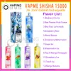 Original VAPME SHISHA 15000 Puff Descartável E Cigarros 0.6ohm Bobina de Malha 25ml Pod 650mAh Bateria Recarregável Cigarros Eletrônicos 12 Sabores Puffs 15K 2% Vape Pen