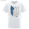 Mäns T-shirts Attack på Titan T-shirt Wings of Freedom Tryckt T-shirt Män Lossa Casual Short Hermes Summer Cotton Tees O-Neck Breattable Top T240105