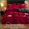 Upzo Velvet Flanel Yatak Seti Peluş Düz Renk Nevres Kapağı Kabarık Tersinir Peluş Yatak Seti Kış için Sıcak 3pcs Not 240105