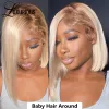 Peruvian Hair Blonde Bob Wig 180 Density Straight Simulation Human Hair Frontal Wig 13x4 Transparent Lace Front Wig With Baby Hair For Women