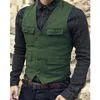 Suit Vest Brown Burgundy Herringbone Wool Tweed Vintage Steampunk Waistcoat Formal Business Vests For Men Wedding 240104