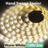 1.6ft/3.3ft/6.6ft/10ft Bewegingssensor Kast Strip Verlichting, DC 5V USB LED Strip Verlichting, voor Garderobe Trap Pantry Onder Kast Kast Bed Locker Keuken, Kleur: Warm Licht