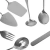 Flatware Sets Stainless Steel Cake Knife Cutlery Dinnerware Forks Spoons Kit Large Serving Utensils