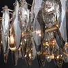 Lustres Post-moderne feuille d'art ClearGrey lustre en cristal lampe de décoration pour salon chambre modèle suspension