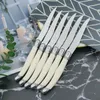 6PCS Laguiole White Silverware ze stali nierdzewnej noże stoliki widelce obiadowe łyżki deserowe łyżeczki