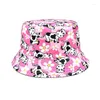 Berets Frühling Sommer Polyester Cartoon Kuh Druck Eimer Hut Outdoor Reise Sun Cap Für Kind Junge Und Mädchen 101