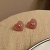 Viviennely Westwoodly Saturn boucles d'oreilles coeur pêche boucles d'oreilles coeur en résine rose Design doux boucles d'oreilles à la mode pour les femmes