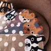 Chaussettes en coton pour femmes, Version coréenne, mignon, dessin animé, à pois, chien, personnalité, oreilles tridimensionnelles, automne hiver, Couple