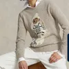 2024 Yeni Kadın Sweaters Karikatür Rl Bear Kadın Kış Giyim Moda Uzun Kollu Örme Külkü% 100 Pamuk Juster Yumuşak Moschino