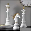 Estatuetas de objetos decorativos Northeuins 3 Pçs/set Resina Internacional Xadrez Estatueta Moderna Decoração Interior Escritório Sala de estar Casa Dhzqh