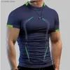 Męskie koszulki męskie Męskie koszulki T-shirt Slim Fit T Shirt Men Szybkie suche koszulę do biegania Męskie trening TESE FITNESS TOPS Ożywowany T-shirt T240105