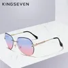 KINGSEVEN DESIGN Women Rimless Pilot Sunglasses Blue Gradient Lens UV400 Protection CX200706336S
