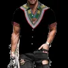 Мужские повседневные рубашки Этнический стиль Мужская рубашка на пуговицах Повседневная Дашики Африканский принт с отложным воротником Топы с короткими/длинными рукавами Модные мужчины Женщины Уличная одежда T240105