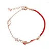 Bracelets de charme 925 Sterling Argent Bonne Chance Koi Corde Rouge Bracelet Filles 2024 Simple Tissé Amoureux Cadeau de la Saint-Valentin