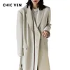 CHIC VEN, Blazers para mujer, gabardina larga y gruesa, abrigos a medida para mujer, cazadora, prendas de vestir exteriores para mujer, Top de oficina para mujer, Otoño Invierno 240104