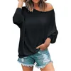 Blouses Femmes Fitness Sweat à capuche Femmes Casual Bat Wing Chemise à manches longues Off Épaule Pull Mode Macaron Top Petite Pull