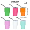 6pcs/Set Mini Tumbler S Glass 3oz Tumbler S Glasses With Lid And Straw Double Wall Vacuum Sealed Stainless Steel Tumbler 240105