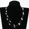Anhänger Halskette mit Süßwasserperlen, edler Schmuck, weiß, echte natürliche Halskette, 7–8 mm Tropfen für Frauen