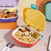 Bento Boxes Tuuth Portable Lunch Box For Children Children Microwave Leakproof Bento Box Flera rutnät för Salad Sand Food Container YQ240105