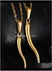 Pendant Necklaces Italian Horn Necklace Stainless Steel For Women Men Gold Color 50Cm Nxdar Fb2Ti8528707