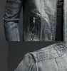 Herrenjacken 2024 Denim-Jacke, trendige Retro-Mode, lässig, Stehkragen, Reißverschluss, hübsch, Reiten, Biker-Kleidung, Tops